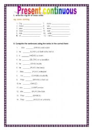 English Worksheet: Present Continuous Part 1