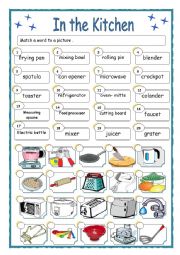 English Worksheet: In the Kitchen