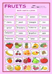 English Worksheet: Fruits