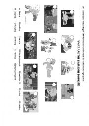 English Worksheet: What are the Simpsons doing?