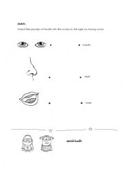 English Worksheet: Parts of the Face Matching