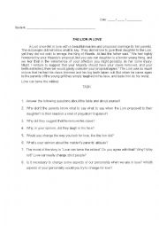 English Worksheet: Fable: The lion in love