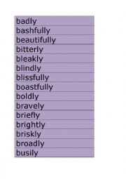 English Worksheet: Adverbs badly to busily flashcards matchup with synonyms and antonyms
