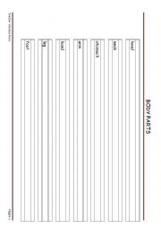 English Worksheet: Parts of the body