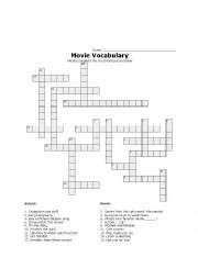 English Worksheet: Movie Vocab Crossword