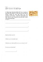 English Worksheet: Early Stone Age Role Play and Interview