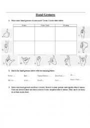 English Worksheet: Hand Gestures