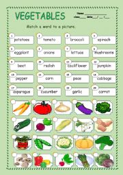 English Worksheet: Vegetables