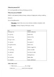 English Worksheet: Make vs Do