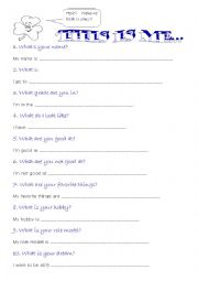 English Worksheet: introduction of myself