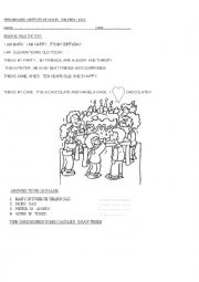 English Worksheet: READING  MY BIRTHDAY