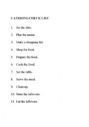 English Worksheet: Catering to-do list