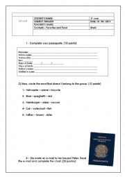 English Worksheet: Passport English test