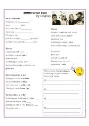 English Worksheet: SONG Green Eyes