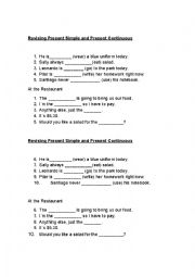 English Worksheet: Revising Present Simple and Continuous