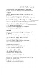 English Worksheet: LEAN ON ME (GLEE version)  - Lesson Plan and Lyrics