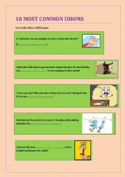 English Worksheet: 10 most common used idioms 