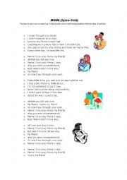English Worksheet: Mama by the Spice Girls - jumbled lines listening exercise