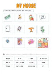 English Worksheet: My house and furniture