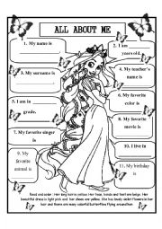 English Worksheet: ALL ABOUT ME