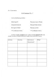 English Worksheet: Conversation Activity - Common Habits