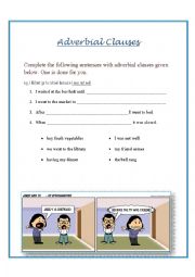 English Worksheet: Adverbial Clauses