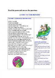 English Worksheet: A VISIT TO THE DENTIST