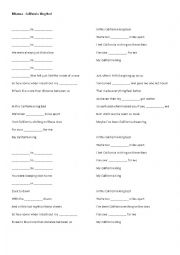 English Worksheet: Rihanna song with Parts of the Body