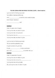 English Worksheet: WHEN IM GONE (The Cup Song)