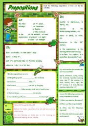 English Worksheet: Prepositions of time