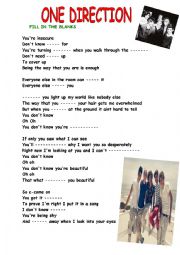 English Worksheet: one direction song
