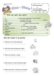 English Worksheet: was- were