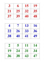 English Worksheet: numbers bingo 1-50