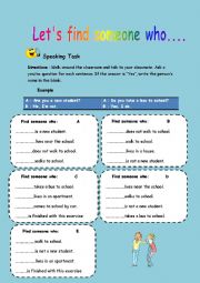 English Worksheet: speaking task for ice breaking