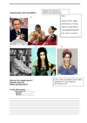 English Worksheet: Famous people and nationalities