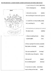 English Worksheet: Sort and colour