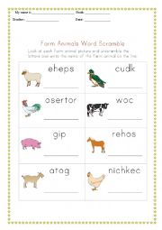 English Worksheet: farm animals