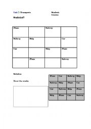 English Worksheet: Transports sudoku