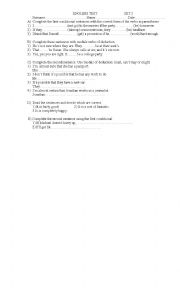 English Worksheet: Conditionals and modal test