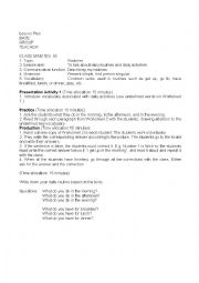 English Worksheet: Lesson Plan Routines