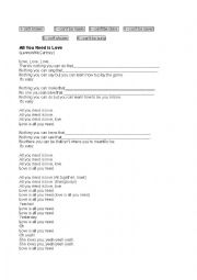 English Worksheet: All You Need Is Love