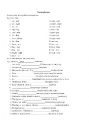 English Worksheet: Homophones Cloze Exercise