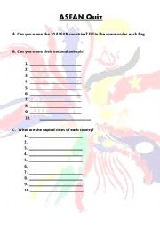 English Worksheet: ASEAN quiz & mini book