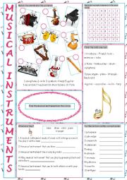 English Worksheet: Musical Instruments Vocabulary Exercises