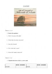 English Worksheet: The Count of Monte Cristo. Chapter 1. Contest