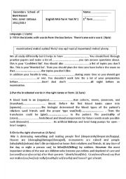 English Worksheet: Mid - Term - Test n2