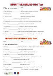 English Worksheet: Infinitive/Gerund Mini test