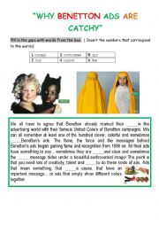 English Worksheet: Why benetton ads are catchy