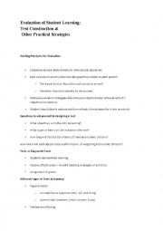 English Worksheet: evaluating students learning