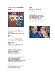 English Worksheet: Song Lucky Glee